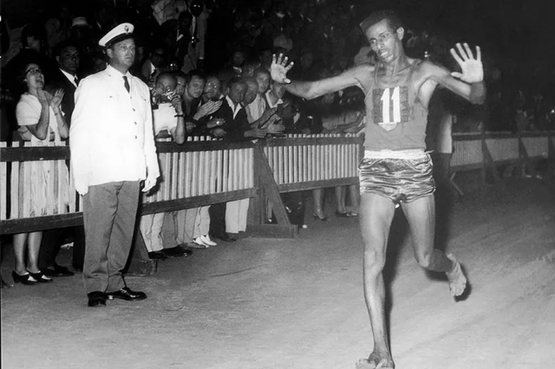 Abebe Bikila Wins the 1960 Rome Olympics Marathon Barefoot